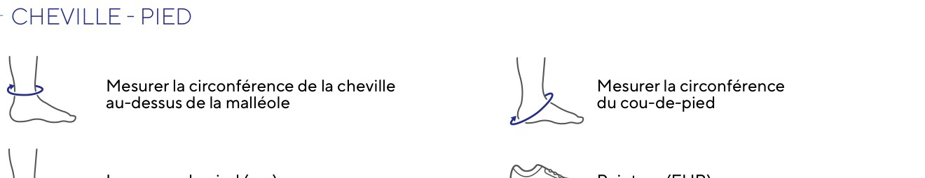 Mesurer la circonférence de la cheville, du cou-de-pied et du mollet