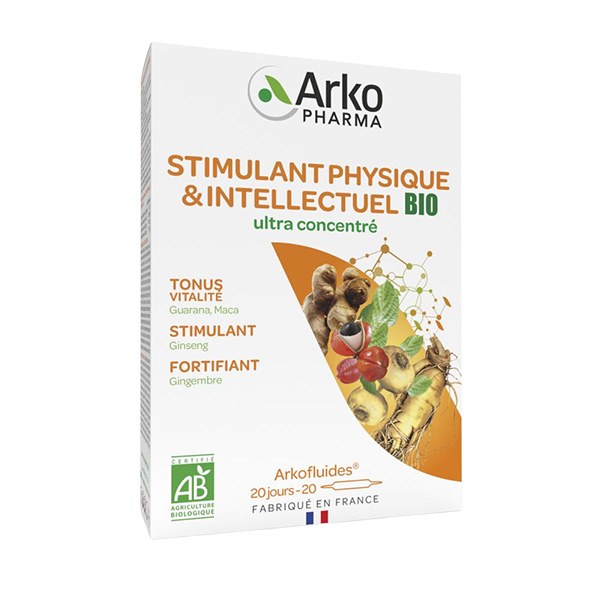 Arkofluides bio Stimulant physique et intellectuel — 20 ampoules