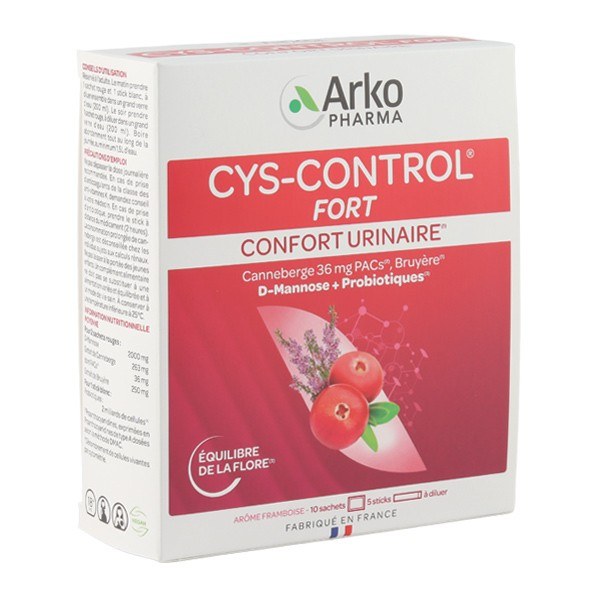 Arkopharma Cys-Control Fort — canneberge et probiotiques — 10 sticks