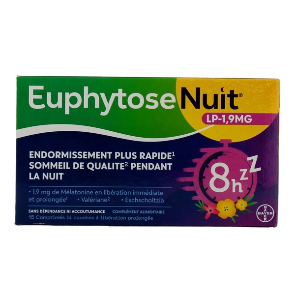 Euphytose Nuit LP mélatonine 1,9 mg — 15 comprimés