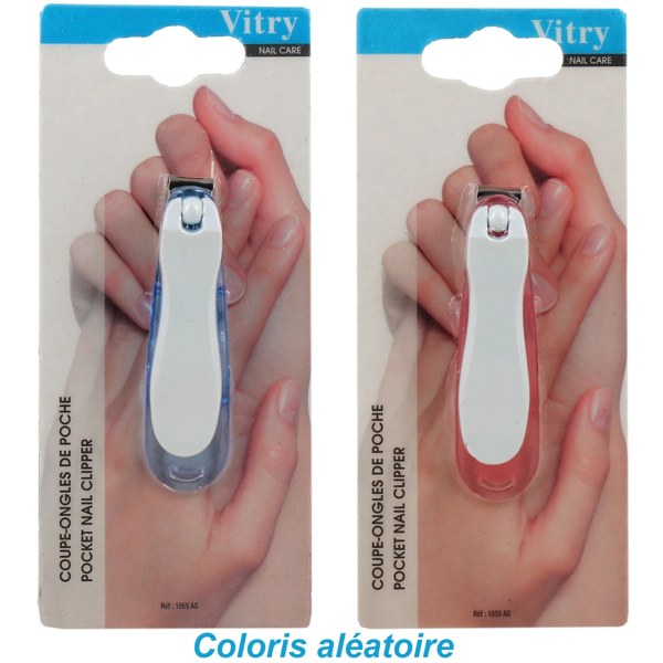 Vitry coupe-ongles de poche transparent à levier — coloris assortis