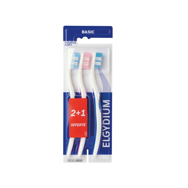 Elgydium Basic brosses à dents souples — trio