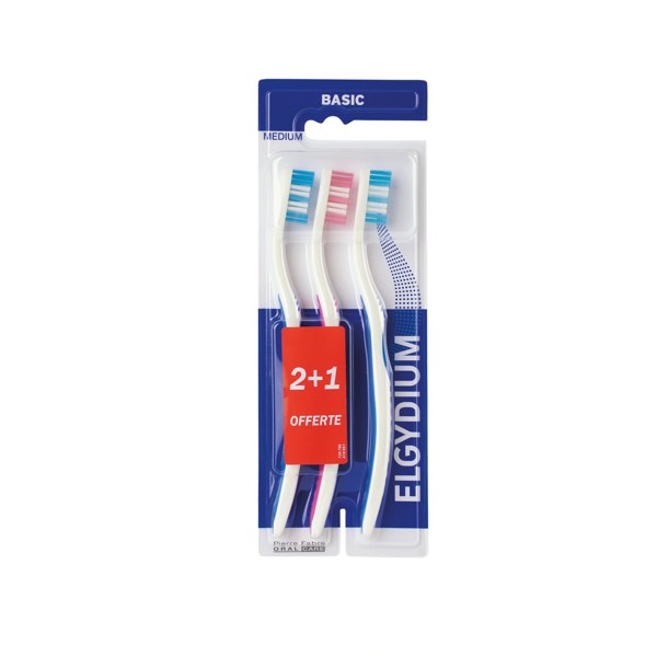 Elgydium Basic brosses à dents médium — trio