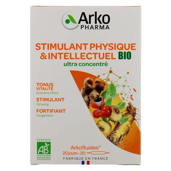 Arkofluides bio Stimulant physique et intellectuel — 20 ampoules