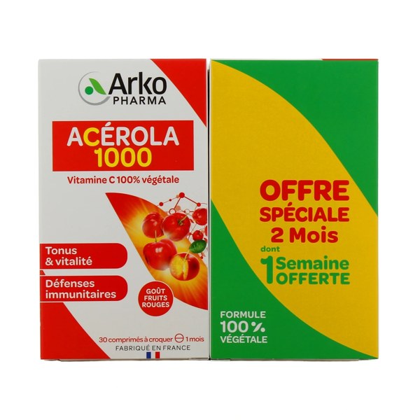 Arkopharma Azinc Naturel Acérola 1000 — lot de 2 × 30 comprimés