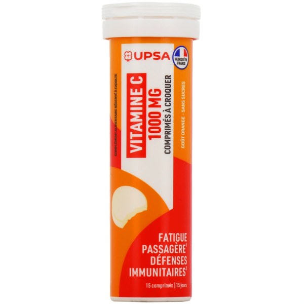 UPSA Vitamine C 1000 mg à croquer — boîte de 15 comprimés