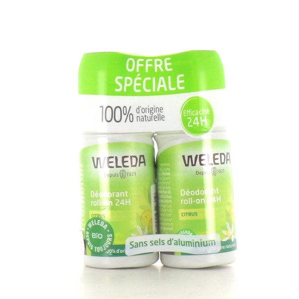 Weleda déodorant 24h Citrus roll-on — lot de 2 × 50 ml