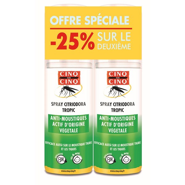 Cinq sur Cinq Citriodora spray anti-moustiques — lot de 2 × 100 ml