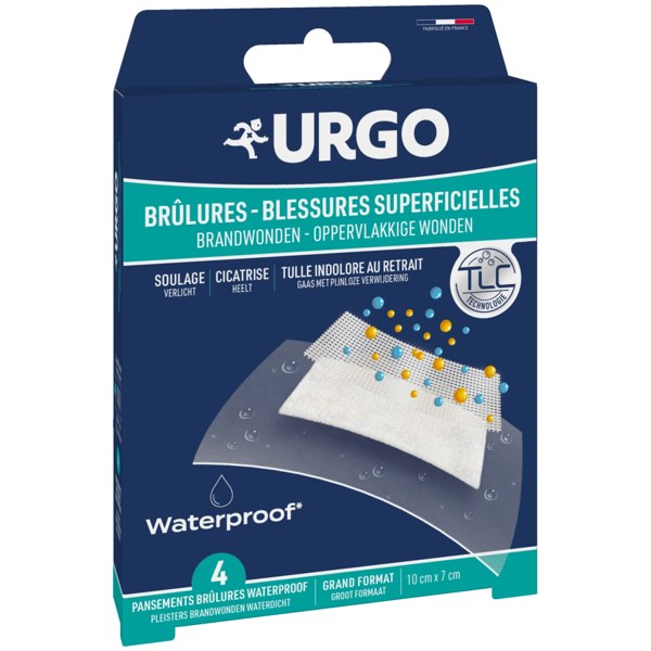 Urgo Brûlures pansements waterproof grand modèle — boîte de 4