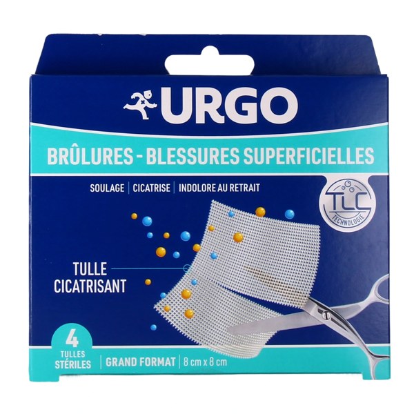 Urgo Brûlures tulles stériles 8 × 8 cm — boîte de 4