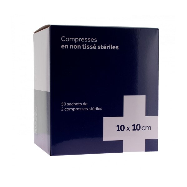 Solventum (3M) compresses stériles non tissées 10 × 10 cm — 50 sachets de 2