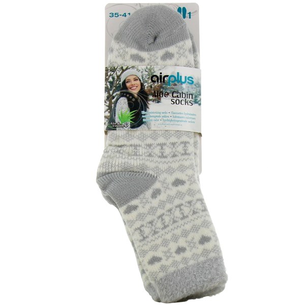 Airplus Aloe Cabin chaussettes d'intérieur hydratantes — motif cœur, gris