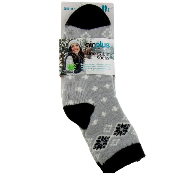 Airplus Aloe Cabin chaussettes antidérapantes — pointure 35/41, flocons noir