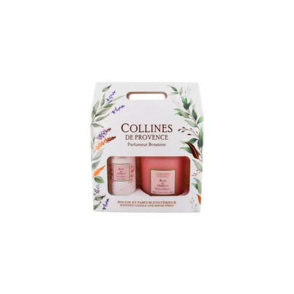 Collines de Provence coffret Rose & Hibiscus — bougie parfumée et parfum d'intérieur