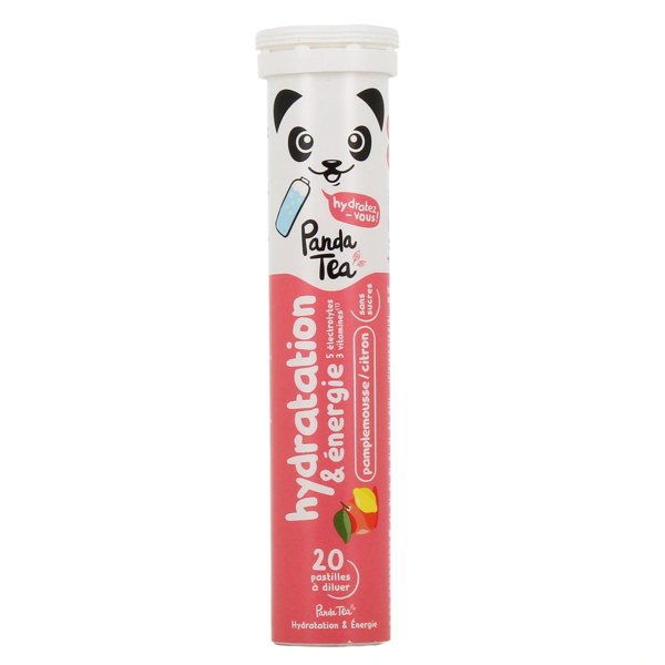 Panda Tea Hydratation & Énergie pastilles effervescentes pamplemousse-citron — 20 pastilles