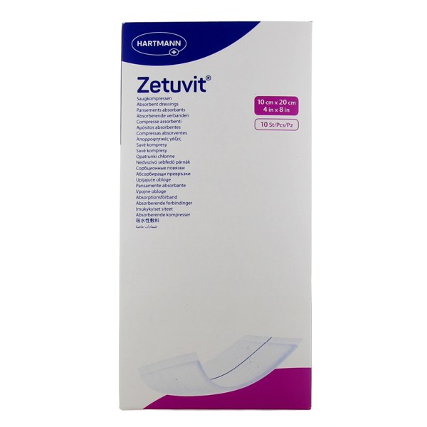 Hartmann Zetuvit pansement américain stérile — 10 × 20 cm, boîte de 10