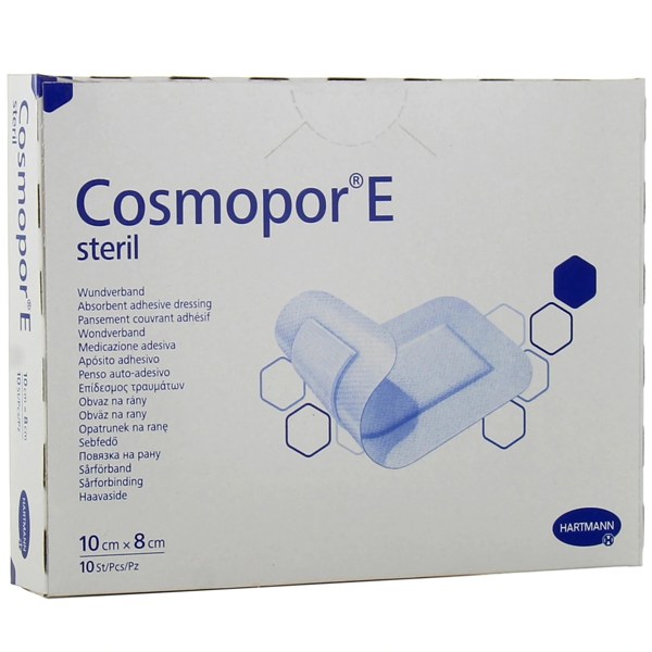 Cosmopor E pansements stériles adhésifs — 10 × 8 cm, boîte de 10