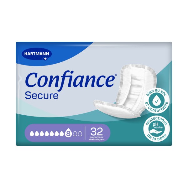 Confiance Secure protections anatomiques 8 gouttes — paquet de 30