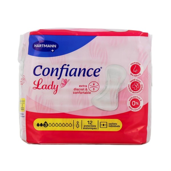 Confiance Lady protections anatomiques absorbantes 3 gouttes — paquet de 12