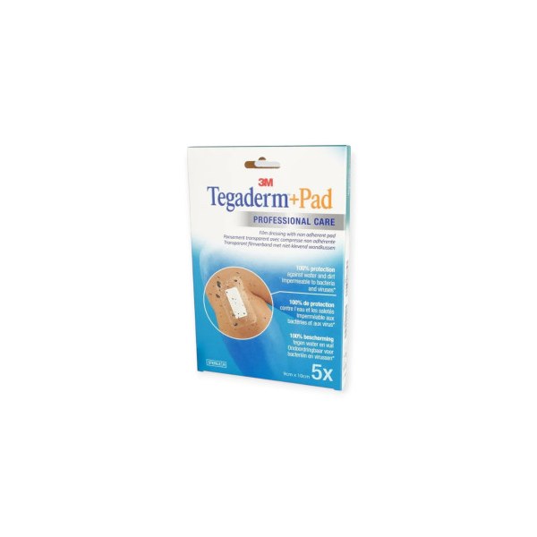 Tegaderm + Pad pansements adhésifs avec compresse — 9 × 10 cm, boîte de 5