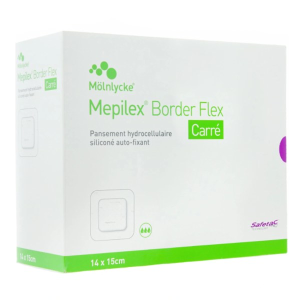Mepilex Border Flex pansements mousse — 14 × 15 cm, boîte de 16