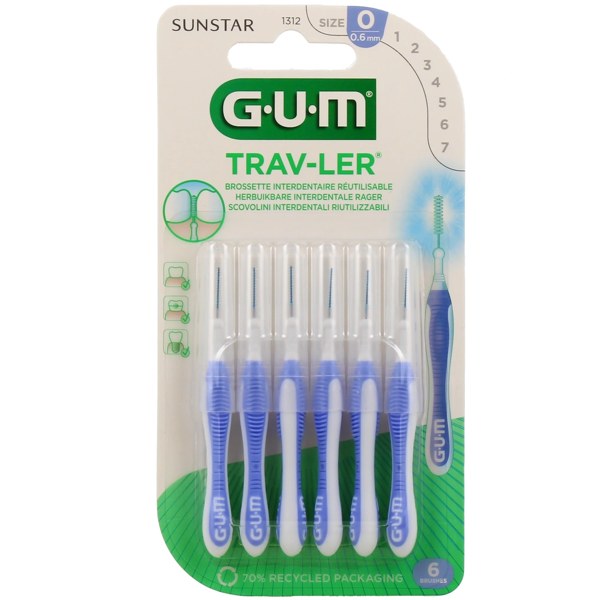GUM Trav-Ler brossettes interdentaires réf. 1312 — lot de 6