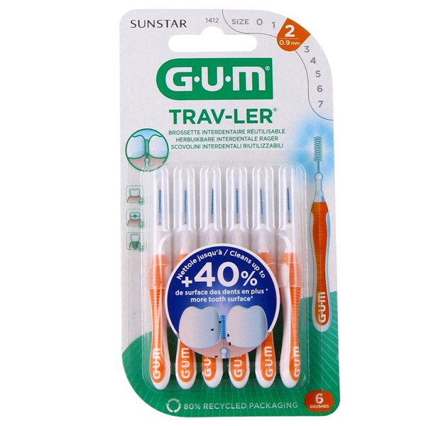 GUM Trav-Ler brossettes interdentaires 1412 — lot de 6