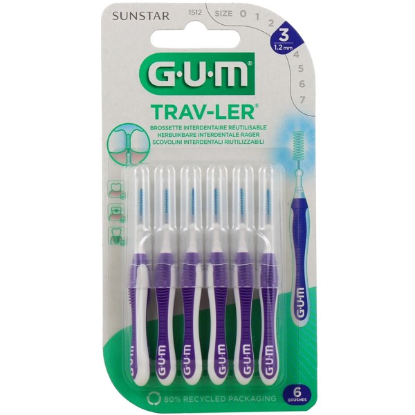 GUM Trav-Ler brossettes interdentaires réf. 1512 — lot de 6