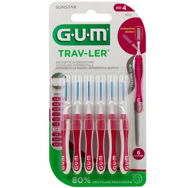 GUM Trav-Ler brossettes interdentaires réf. 1612 — lot de 6