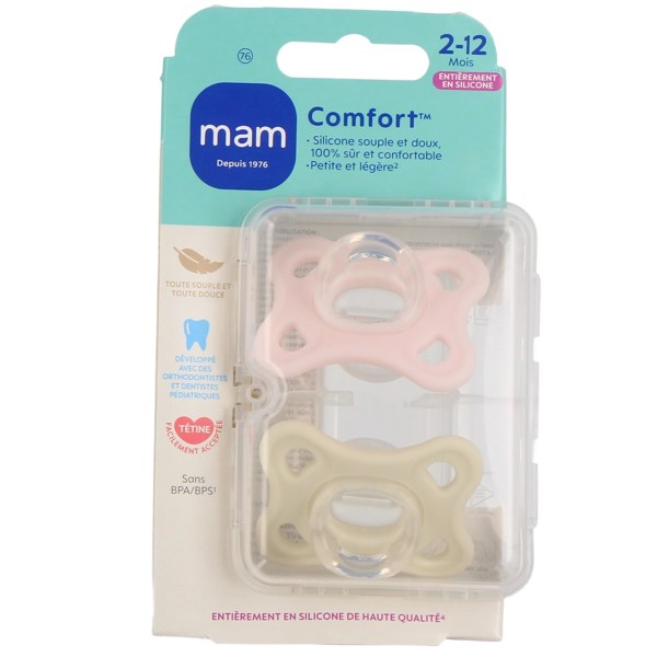 MAM Comfort sucettes silicone 2-12 mois — lot de 2