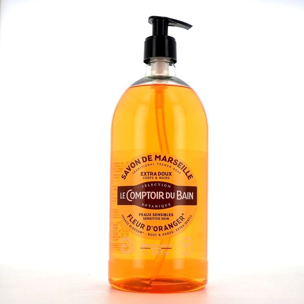 Le Comptoir du Bain savon liquide de Marseille Fleur d'oranger — flacon de 1 L