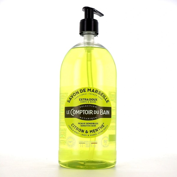 Le Comptoir du Bain Savon liquide de Marseille — citron menthe — 1 L