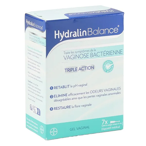 Hydralin Balance gel vaginal — boîte de 7 × 5 ml
