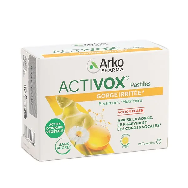 Arkopharma Activox pastilles miel-citron sans sucres — boîte de 24
