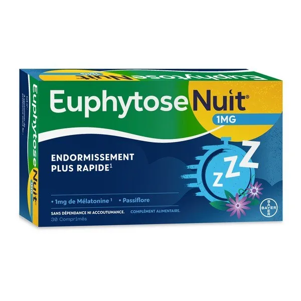 Euphytose Nuit comprimés mélatonine et plantes — boîte de 30