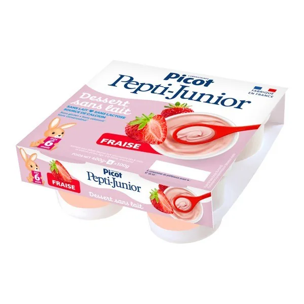 Picot Pepti-Junior Mon 1er dessert fraise — lot de 4 pots de 100 g