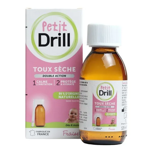 Petit Drill sirop toux sèche nourrissons et enfants, goût fraise — 125 ml