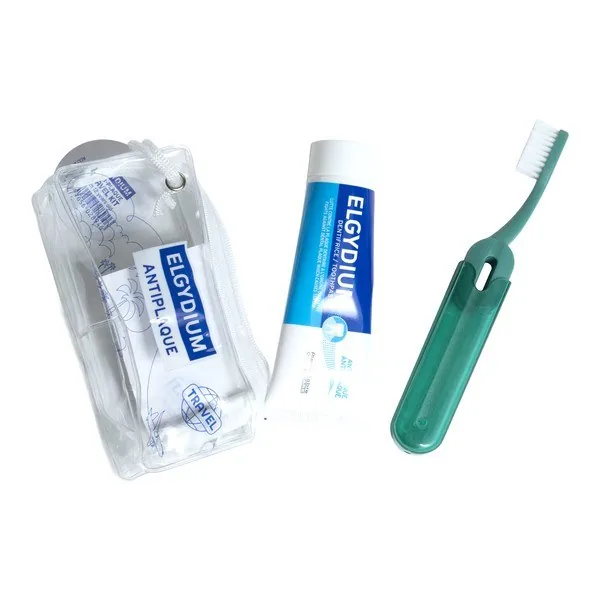 Elgydium trousse de voyage anti-plaque (brosse à dents + dentifrice)
