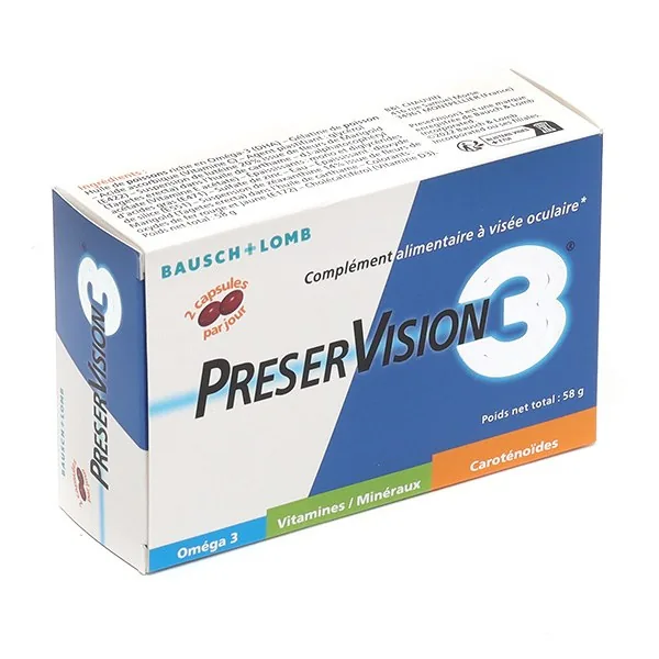 PreserVision 3 complément alimentaire vision — boîte de 180 capsules