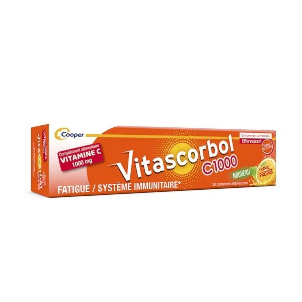 Vitascorbol Vitamine C 1000 comprimés effervescents — lot de 2 × 20