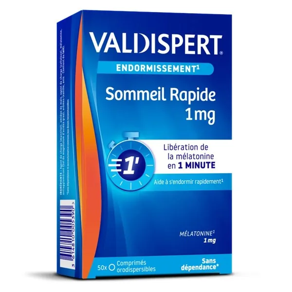 Valdispert Sommeil Rapide mélatonine 1 mg — 50 comprimés orodispersibles