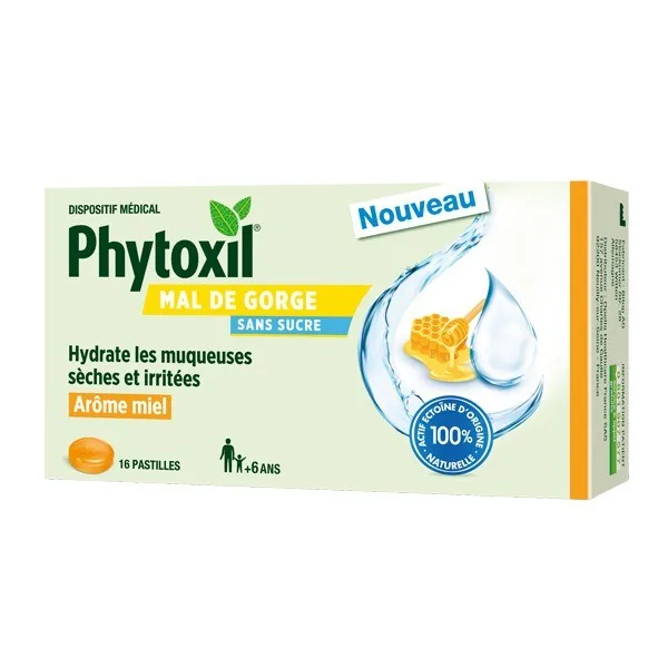 Phytoxil pastilles gorge irritée au miel — boîte de 16