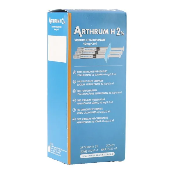 Arthrum acide hyaluronique intra-articulaire — boîte de 3 seringues de 2 ml