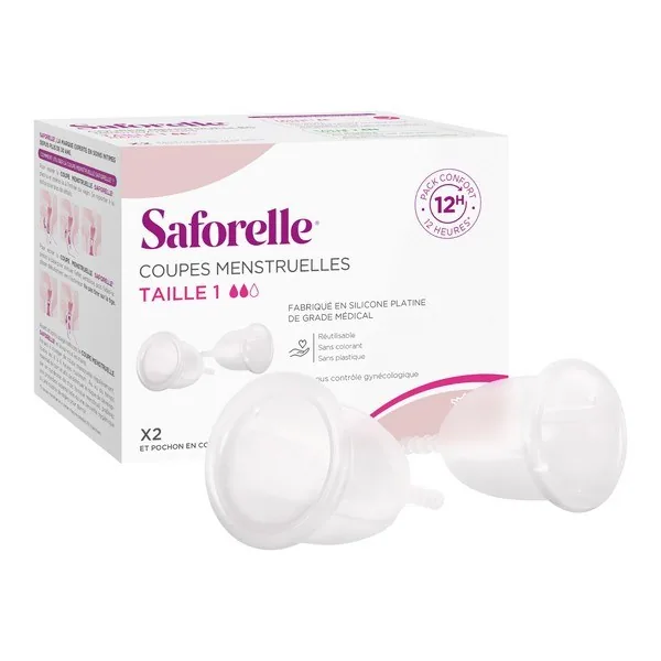 Saforelle Cup Protect coupes menstruelles taille 1, transparentes — lot de 2