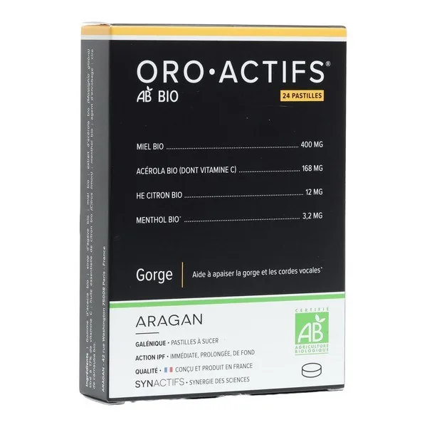 Aragan Synactifs Oroactifs pastilles bio — boîte de 24