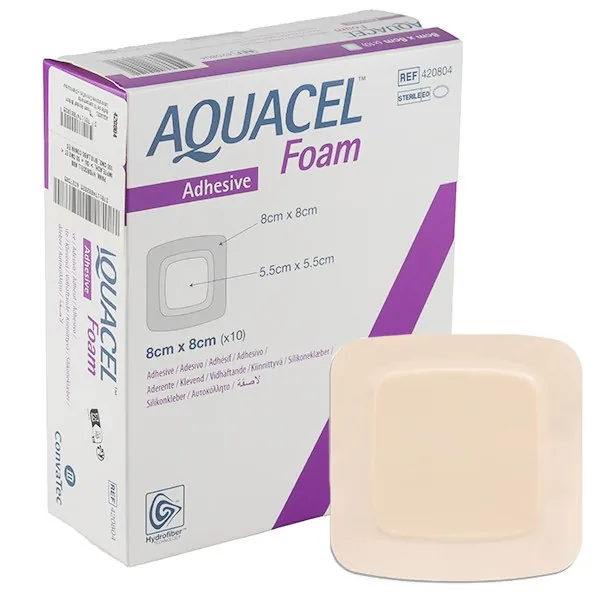 Convatec Aquacel Foam pansements mousse adhésifs 8 × 8 cm — boîte de 10