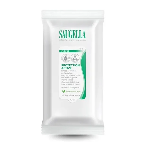 Saugella Antiseptique lingettes intimes — pochette de 15