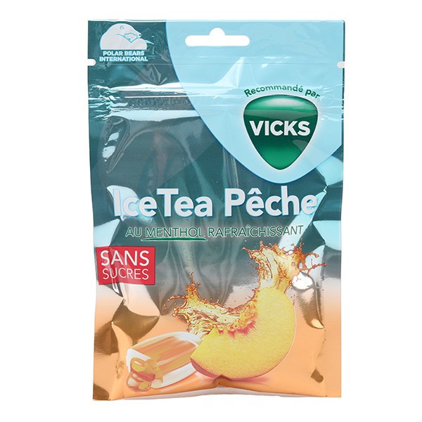 VICKS BONBONS ICE TEA PECHE SS 72G