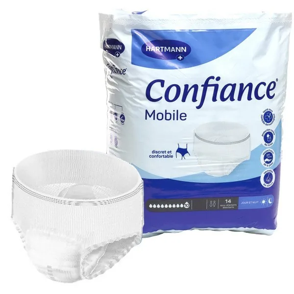 Confiance Mobile slips absorbants 10 gouttes — taille XL, paquet de 14