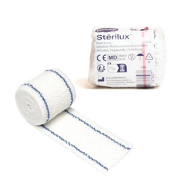 Sterilux bande crêpe coton et cellulose — 5 cm × 4 m